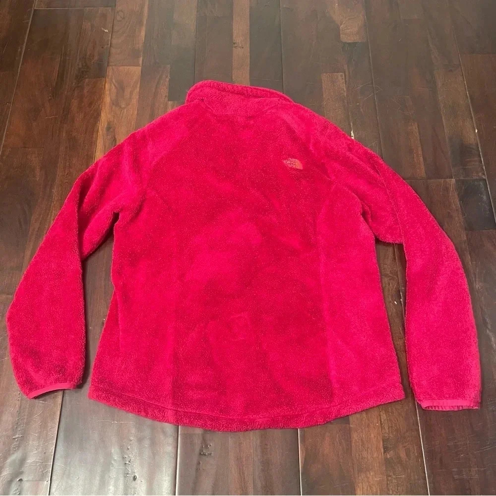 The North Face Jacket Women’s Large Pink Fuzzy Fleece Sweater Logo Osito Coat - Picture 8 of 9